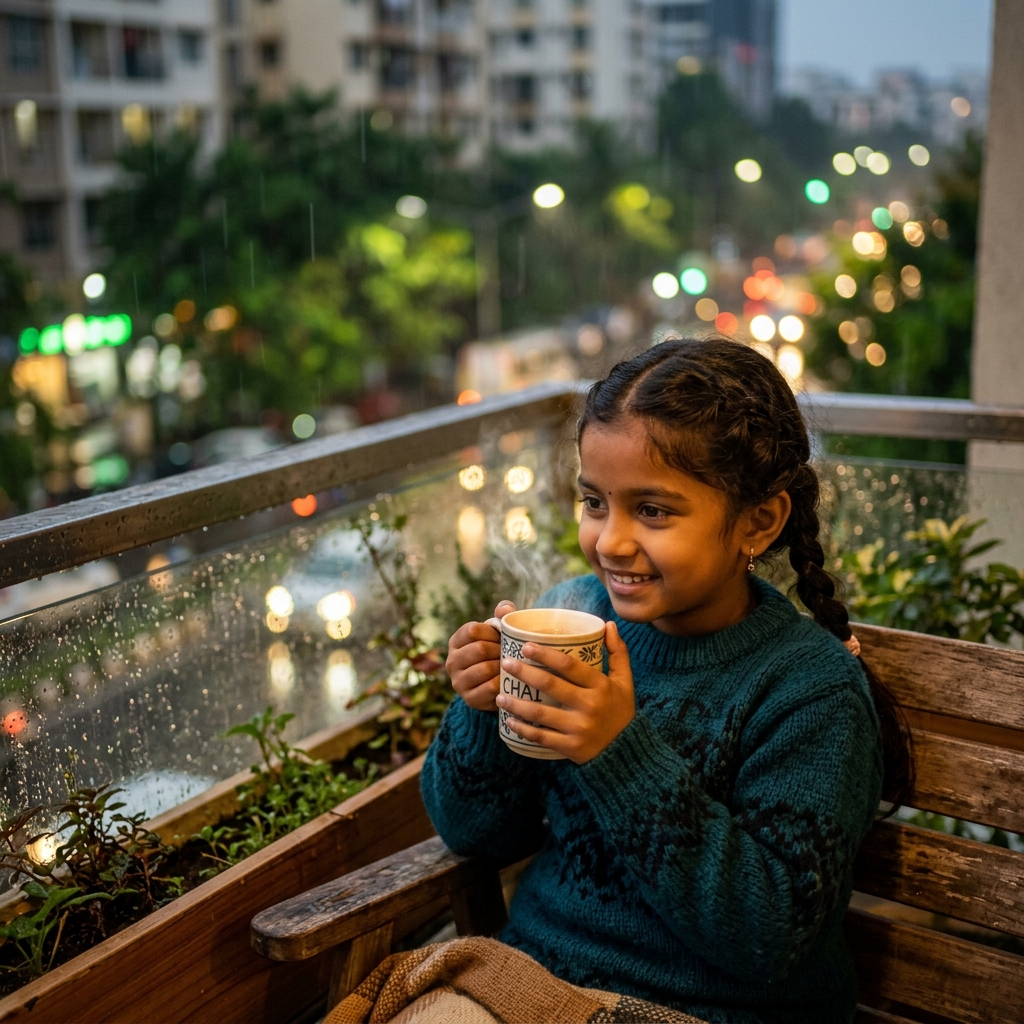 Tea Cup Rain Balcony - Rainy Season Edition